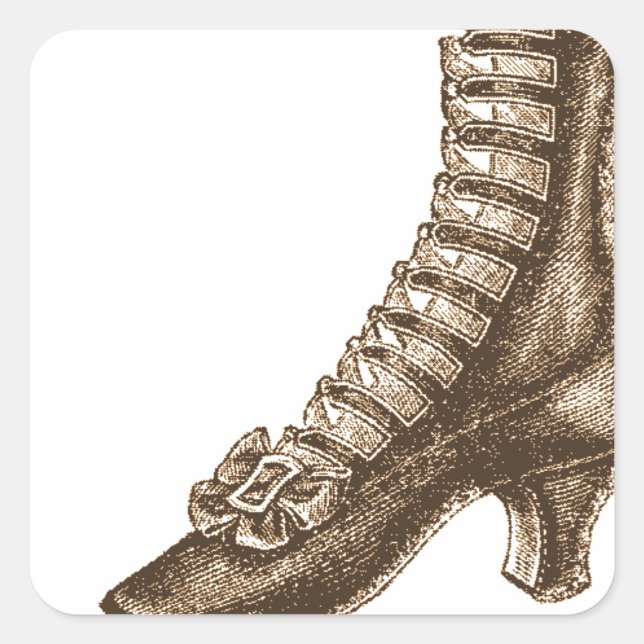 Sticker Carré Chaussure victorienne haute hachée (Devant)