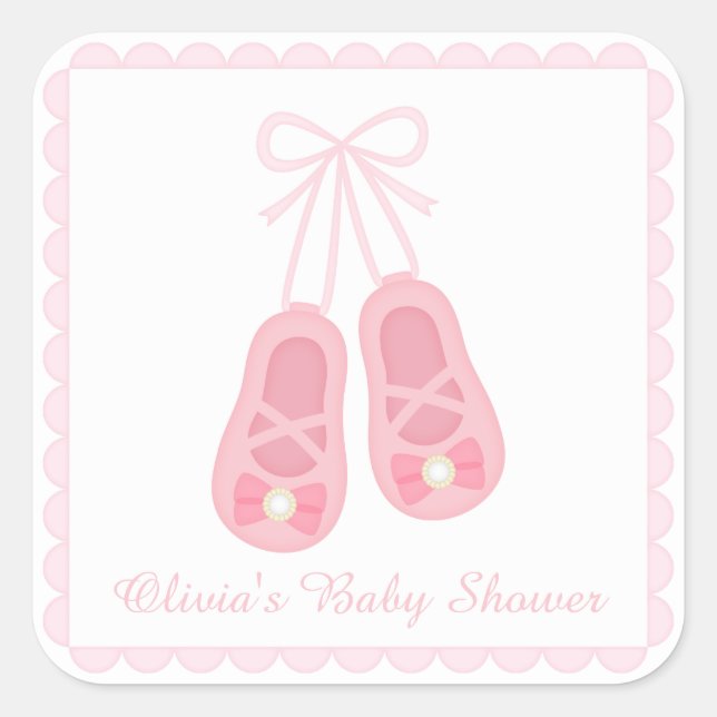 Sticker Carré Chaussures fille mignonne Ballerina Baby shower Ét (Devant)