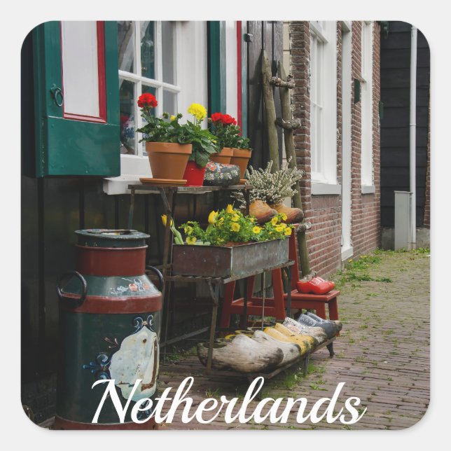 Sticker Carré Chaussures traditionnelles en bois hollandais sur  (Devant)