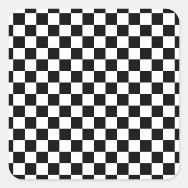 Sticker Carré Check Black White Checkered Pattern (Devant)