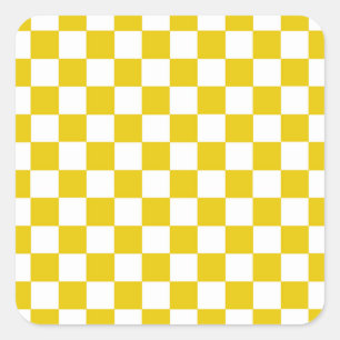 Sticker Carré Checkered Gold and White