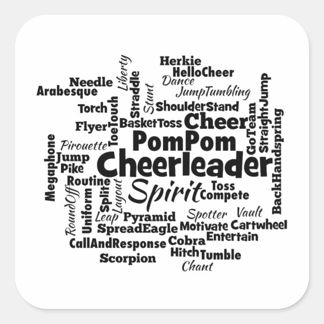 Sticker Carré Cheerleader Word Cloud (Devant)