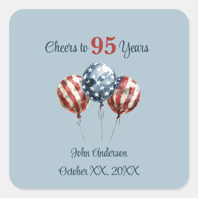 Sticker Carré Cheers to 95 Years Birthday Party  (Devant)