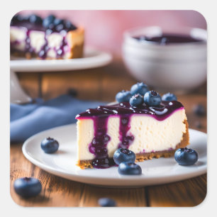 Sticker Carré Cheesecake aux bleuets