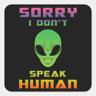 Sticker Carré Chef Alien Ufo Espace Aliens 51 Drôle cadeau