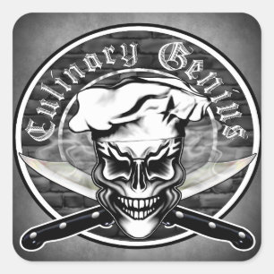 Sticker Carré Chef Crâne 1