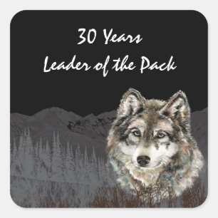 Sticker Carré Chef du Pack 30e Humour d'anniversaire Loup Trente