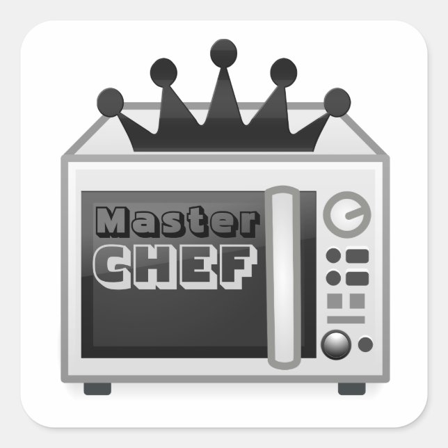 Sticker Carré Chef maître micro-ondes (Devant)