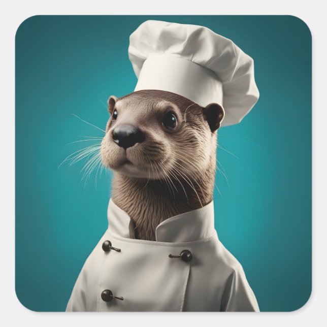 Sticker Carré Chef Otter (Devant)
