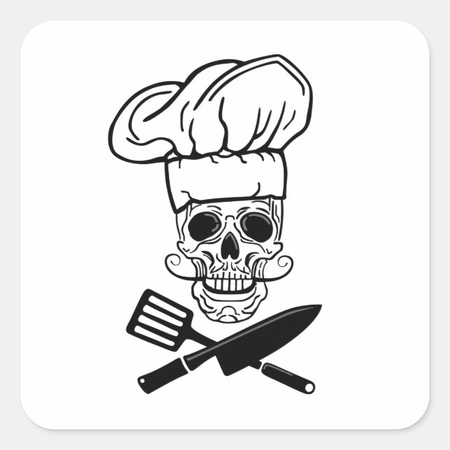 Sticker Carré Chef Pirate Chef Casquette Cook (Devant)