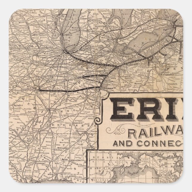 Sticker Carré Chemin de fer Erie et connexions (Devant)