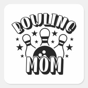 Sticker Carré Chemise de Bowling Mom Imprimer