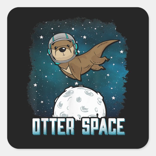 Sticker Carré Chemise de l'espace Otter, drôle animal de l'espac (Devant)