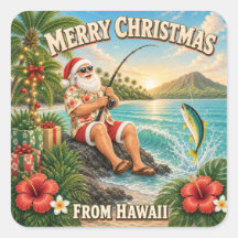Chemise Santa pêche à Hawaii Noël