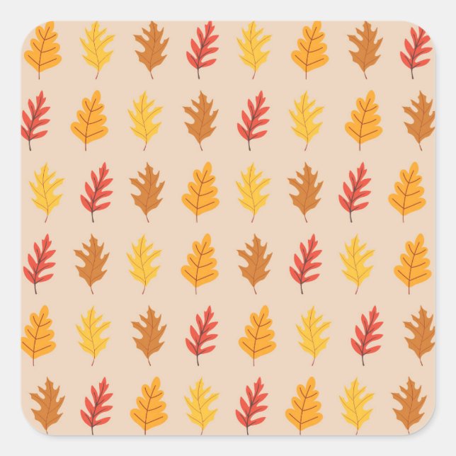 Sticker Carré Chêne d'automne Feuilles (Devant)