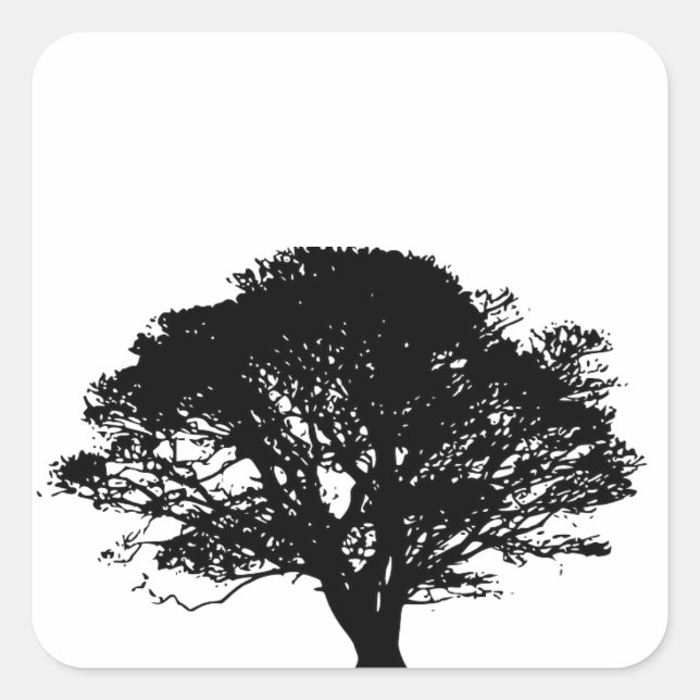 Sticker Carré Chêne noir gothique Silhouette Art Dessin (Devant)