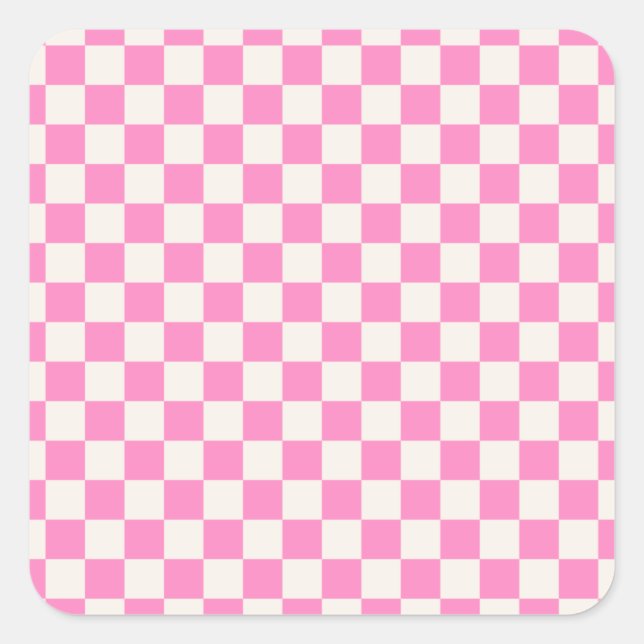 Sticker Carré Chèque rose, Motif en damier, À damiers (Devant)