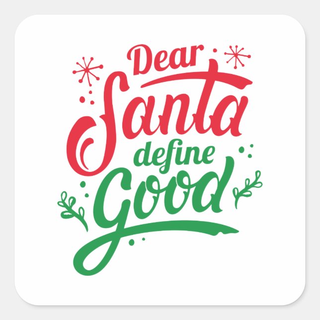 Sticker Carré Cher Père Noël définir le bien (Devant)