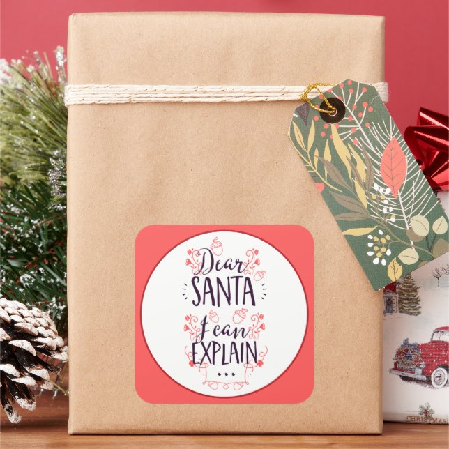 Sticker Carré Cher Père Noël, je peux expliquer Noël (vacances)