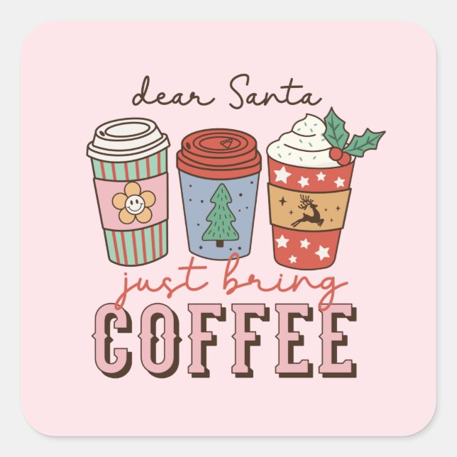 Sticker Carré Cher Père Noël | Noël mignon (Devant)