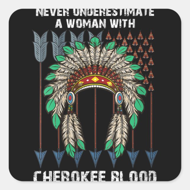 Sticker Carré Cherokee Pride Feathers amérindien (Devant)