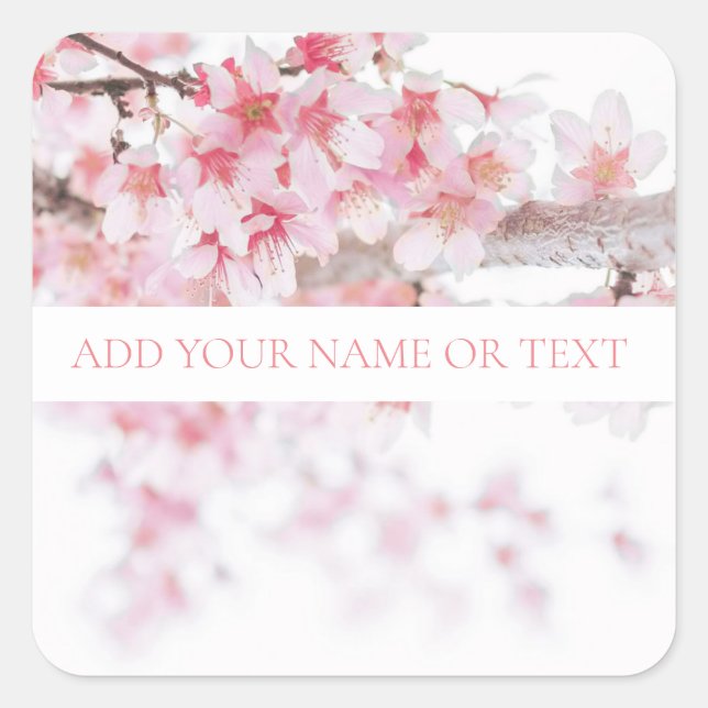 STICKER CARRÉ CHERRY BLOSSOM ENVELOPPE PERSONNALISABLE (Devant)
