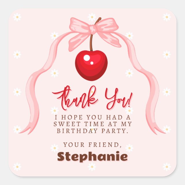 Sticker Carré Cherry Sweet Anniversaire (Devant)