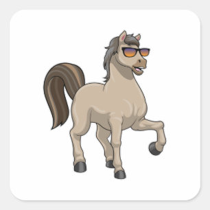 Sticker Carré Cheval avec lunettes de soleil