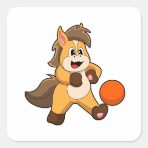 Sticker Carré Cheval comme joueur de football avec balle de foot