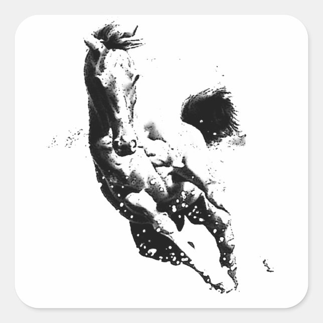 Sticker Carré Cheval de course (Devant)