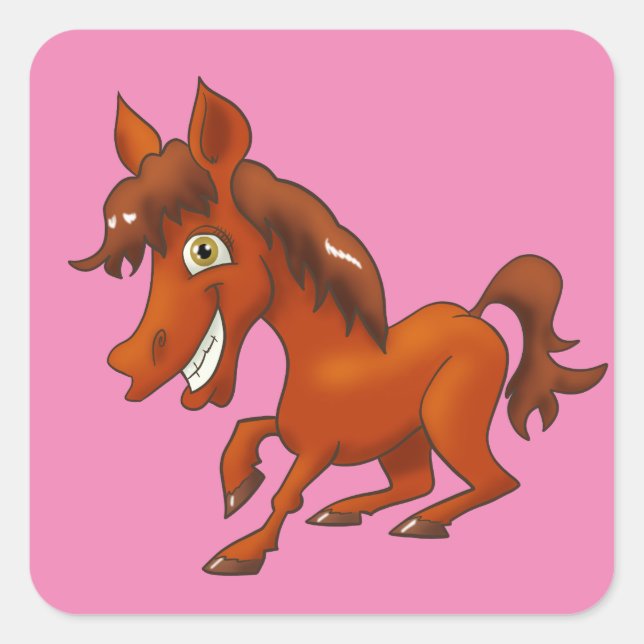 Sticker Carré Cheval de dessin (Devant)