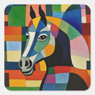 Sticker Carré Cheval des couleurs