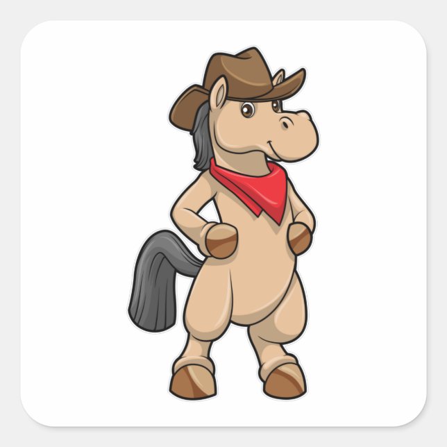 Sticker Carré Cheval en cow-boy (Devant)