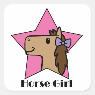 Sticker Carré Cheval fille