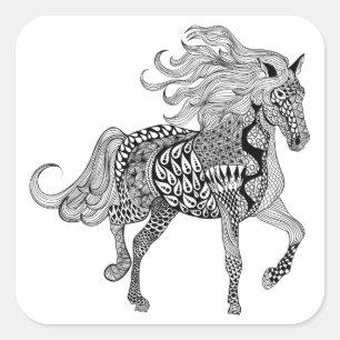 Sticker Carré Cheval noir inspiré