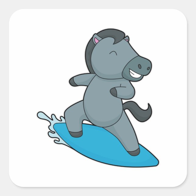 Sticker Carré Cheval Surfer Sports nautiques (Devant)