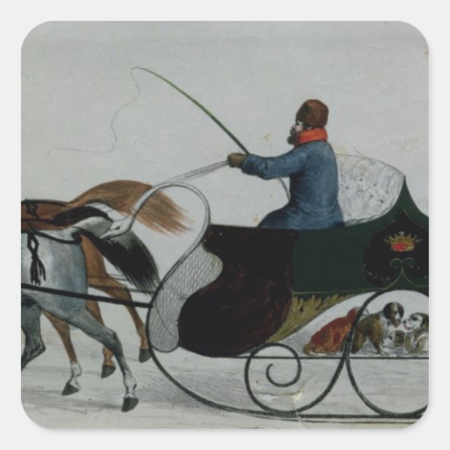 Sticker Carré Cheval traîné (Devant)
