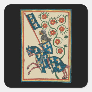 Sticker Carré Chevalier Avec Aigle Heraldry, Médiéval Du 14ème S