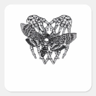 Sticker Carré Chevalier de mort Moth Classic - Squelette Coeur m