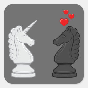 Sticker Carré Chevalier d'échecs Unicorne