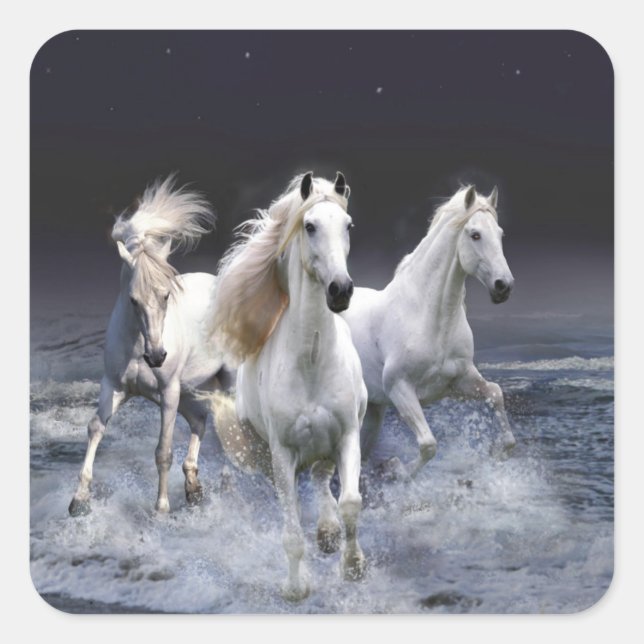 Sticker Carré Chevaux à lancer l'oreiller (Devant)