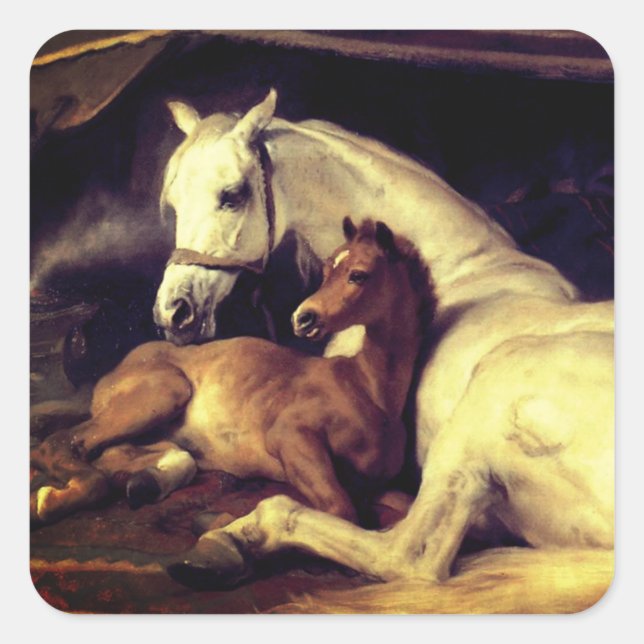 Sticker Carré Chevaux d'atterrisseur (Devant)