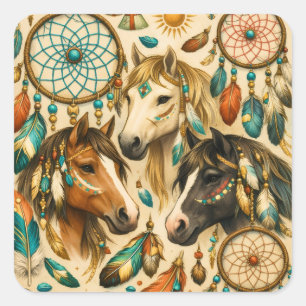 Sticker Carré Chevaux de rêve