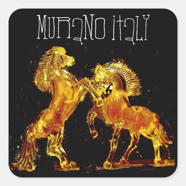 Sticker Carré Chevaux de verre de Murano Italie (Devant)