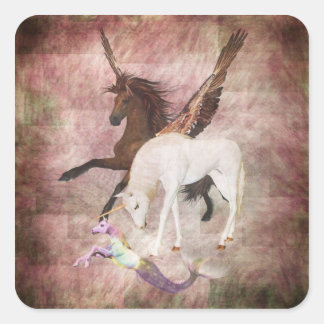 Sticker Carré Chevaux d'Imaginaires