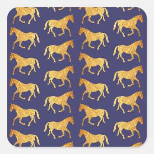 Sticker Carré Chevaux d'or