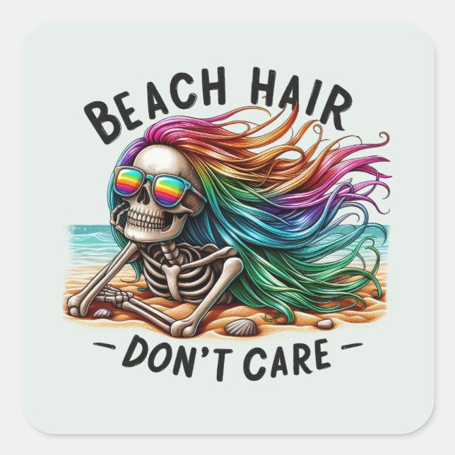 Sticker Carré Cheveux de plage - Squelette (2) (Devant)