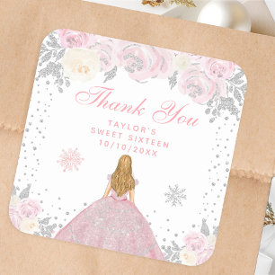 Sticker Carré Cheveux rose Hiver Blonde Princesse Sweet sixteen