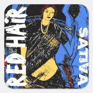 STICKER CARRÉ CHEVEUX ROUGES SATIVA