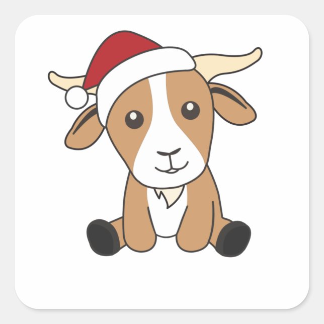 Sticker Carré Chèvre Noël Chèvres Animaux d'hiver (Devant)